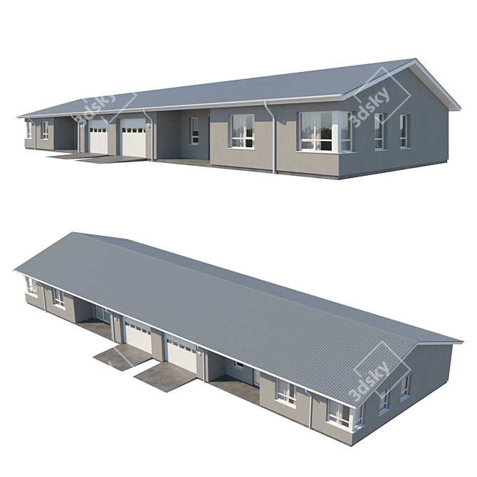 Modern Duplex House Design 3D model image 1