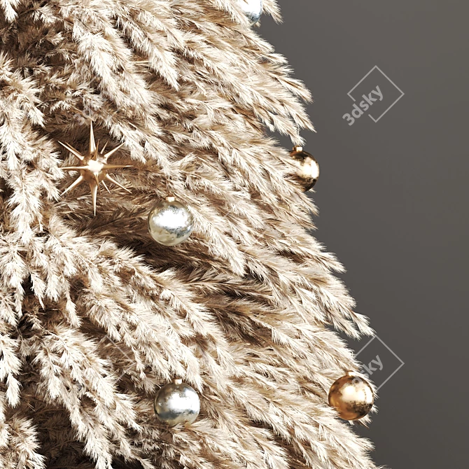 Vintage Christmas Tree - Delicate Dried Décor 3D model image 2