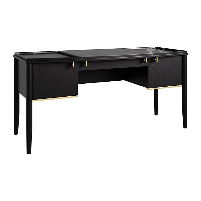 Elegant Oak Writing Desk 3D model image 1