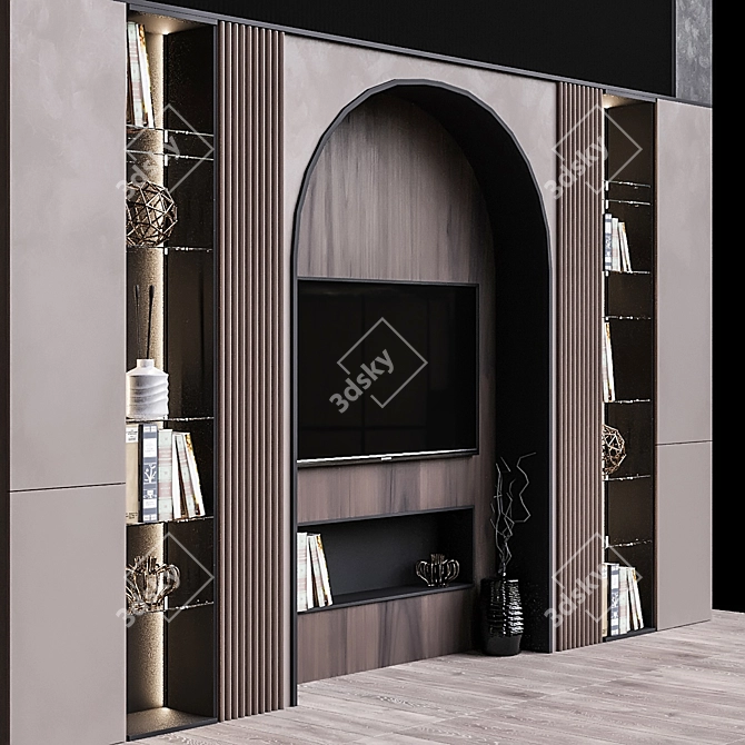 Modern TV Wall Unit 3D model image 2