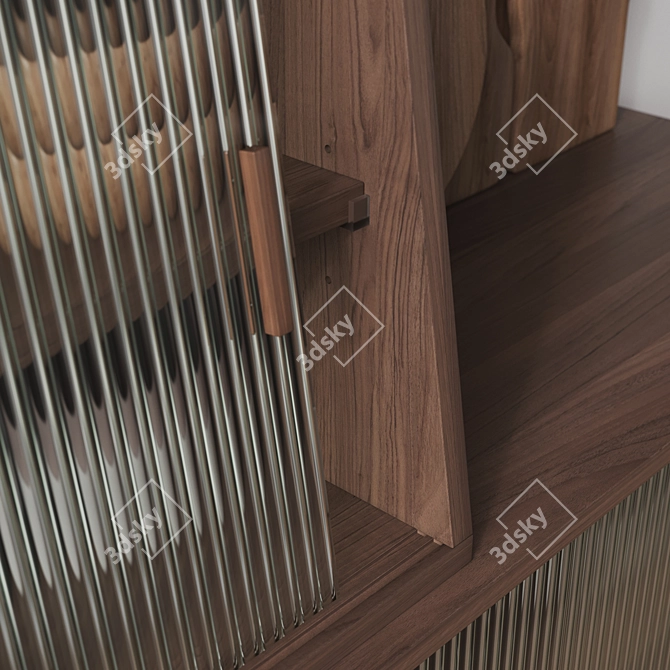 Rustic Wood Glass Cabinets 3D model image 9