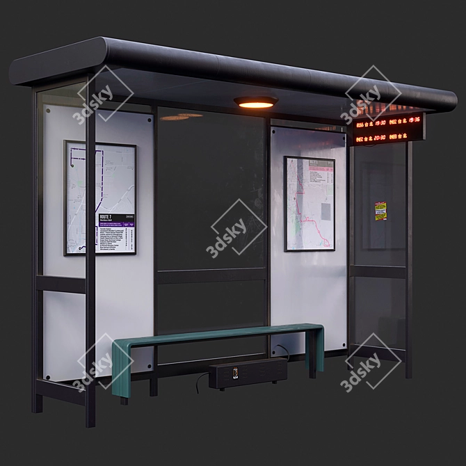 Modern Bus Stop Kit 3D model image 2