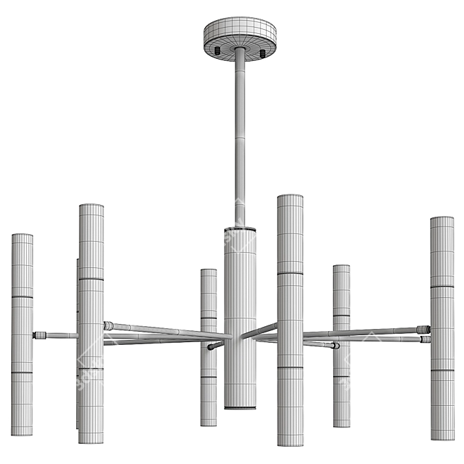 Modern Gold Starburst Chandelier 3D model image 2