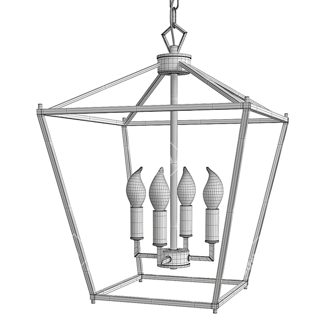 Vintage Wrought Iron Geometric Pendant 3D model image 2