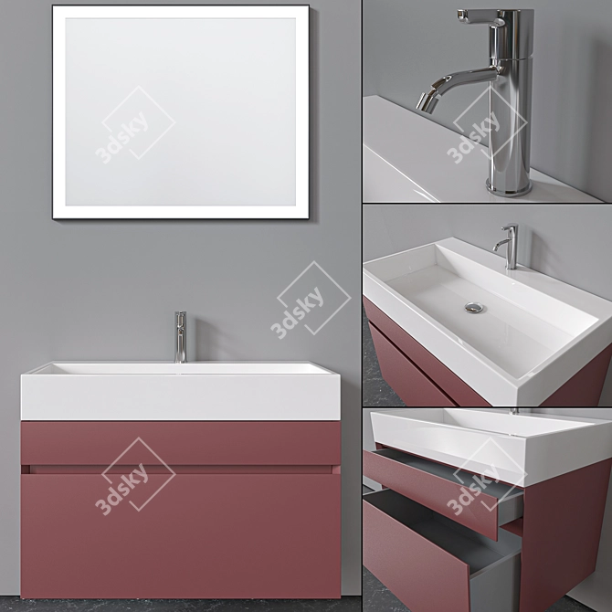 Antonio Lupi Gesto Set: Sink, Mirror, Furniture 3D model image 4