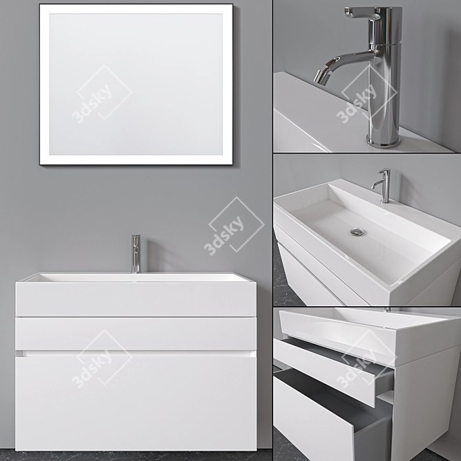 Antonio Lupi Gesto Set: Sink, Mirror, Furniture 3D model image 5