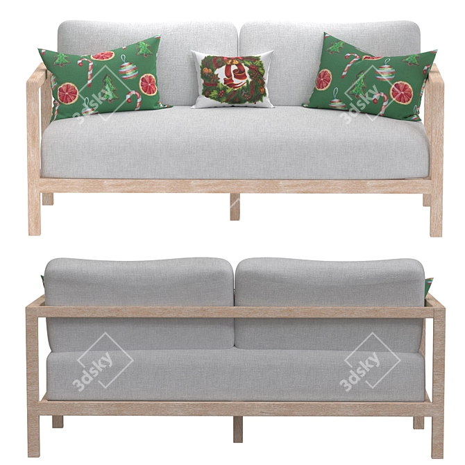 Rustic Outdoor Seating Set 3D model image 2