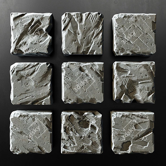 Vintage Stone Cube Panel 3D model image 1