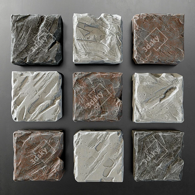 Vintage Stone Cube Panel 3D model image 2