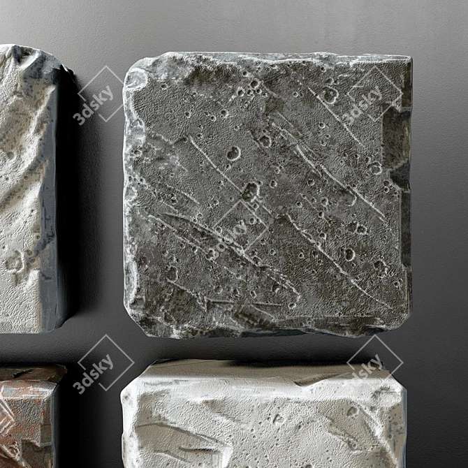 Vintage Stone Cube Panel 3D model image 4