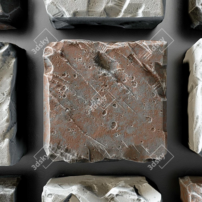 Vintage Stone Cube Panel 3D model image 5