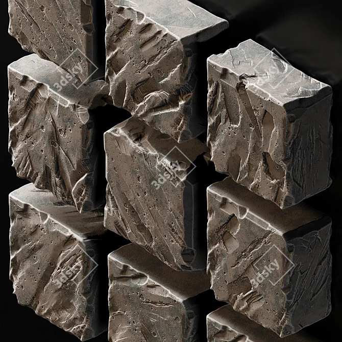 Stone Cube Panel - Classic Elegance for Any Space 3D model image 3