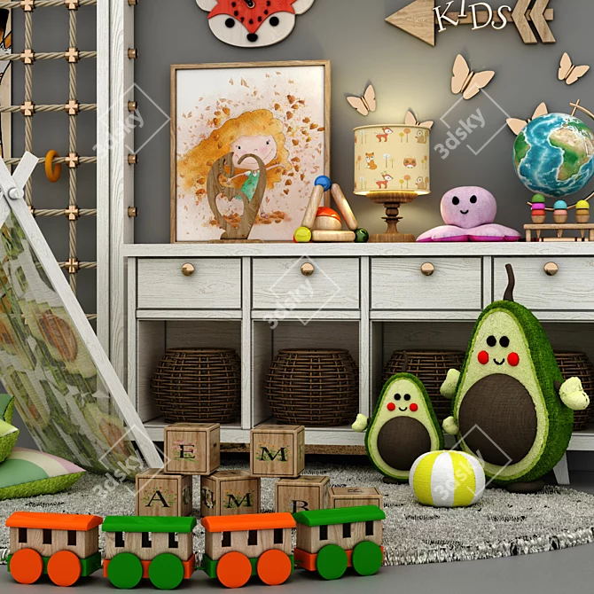 Whimsical Kids Room Decor 3D model image 4