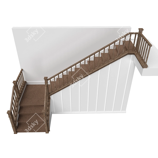 Classic Stucco-Wood Staircase 3D model image 4