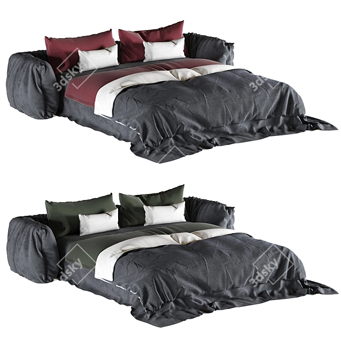 Modern Mileh Bed: 3D Model & Textures 3D model image 1