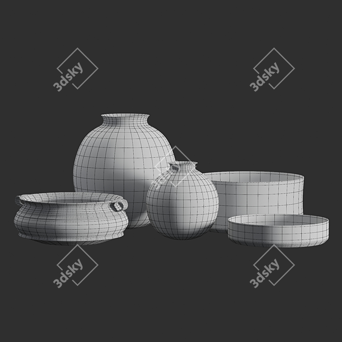 Elegant Burnished Brass Vases 3D model image 4