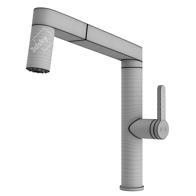 Elegant Stainless Steel Sink Mixer 3D model image 3