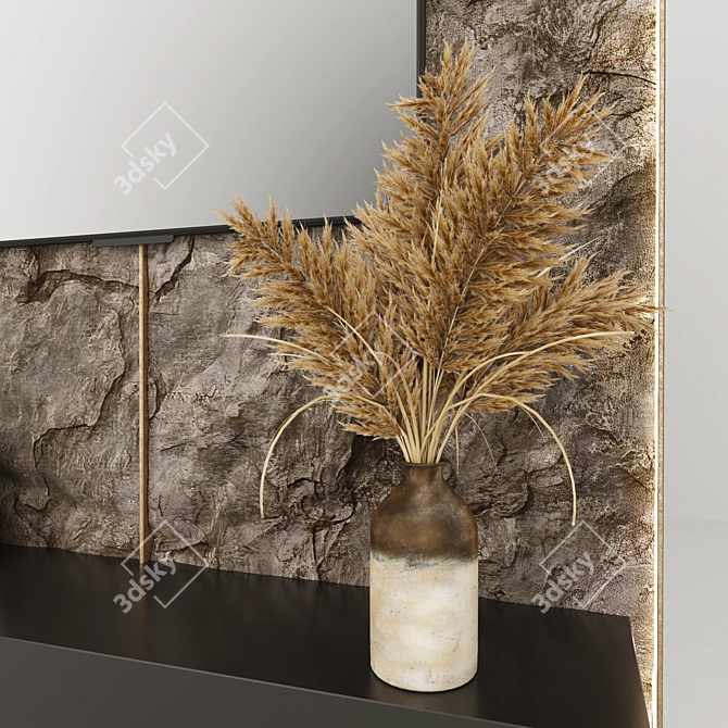 Modern TV Wall Unit with Decor and Bioethanol Fireplace 3D model image 5