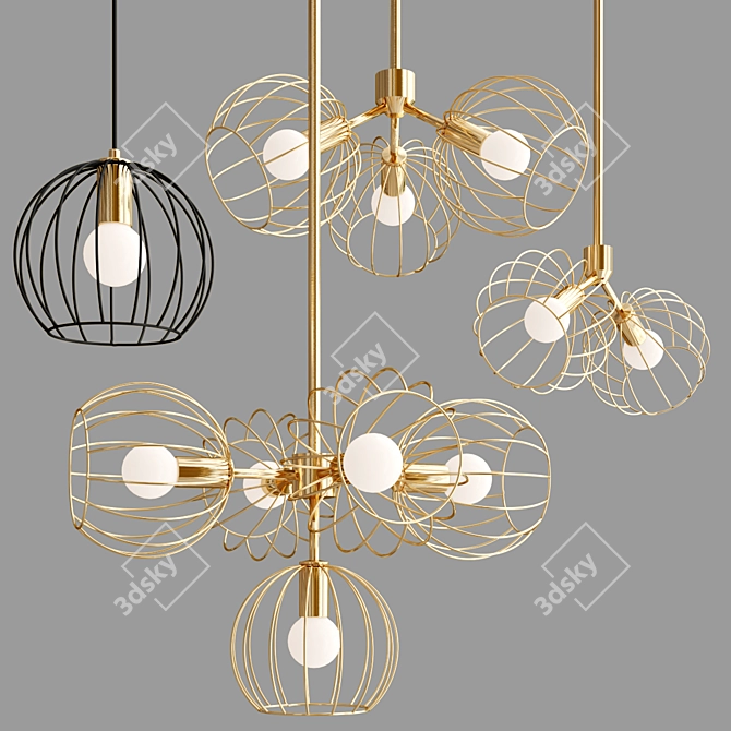 Illuminating Elegance: Revati Pendant Lamp Collection 3D model image 2