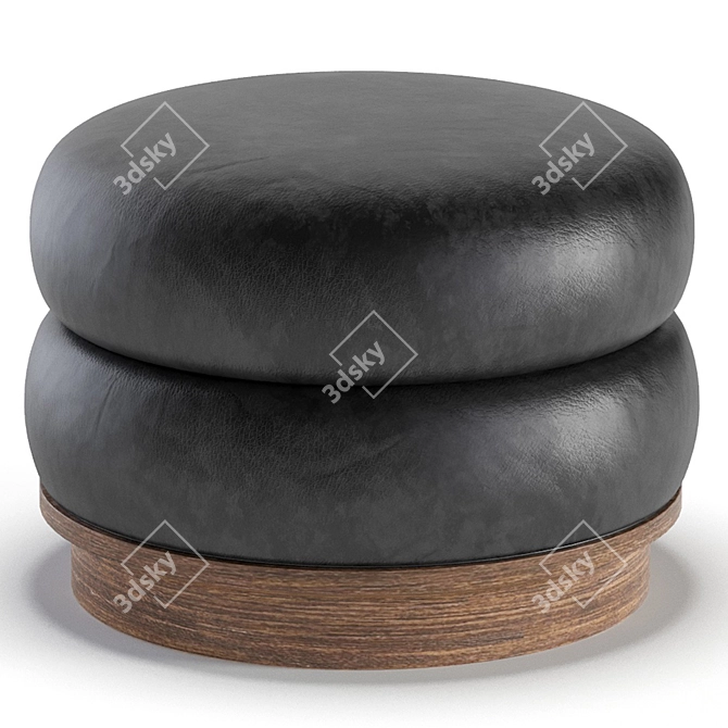 Luxurious Velvet and Leather Split Pouf 3D model image 2