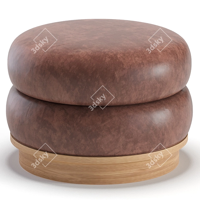 Luxurious Velvet and Leather Split Pouf 3D model image 4
