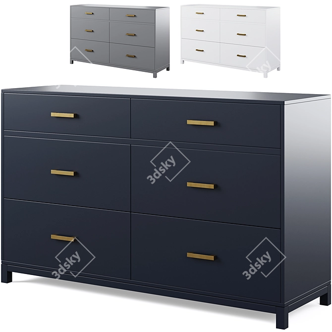 Parke Kids 6-Drawer Dresser 3D model image 1