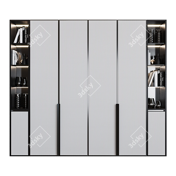Modern Lighted Cupboard with Shelf 3D model image 2