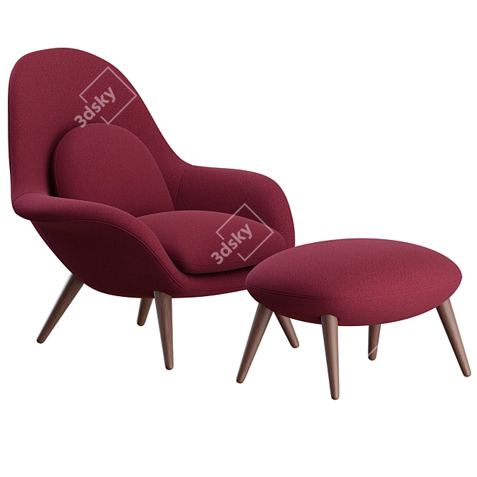 Swoon Lounge Chair & Ottoman Set 3D model image 4