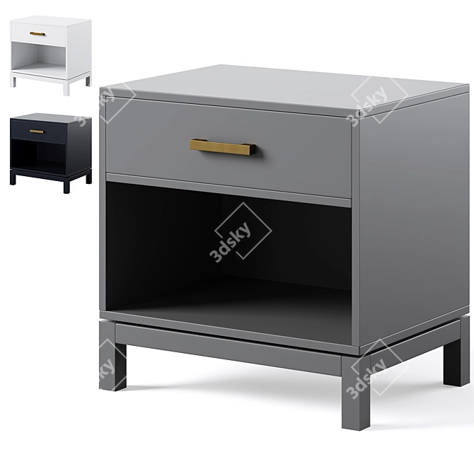 Parke Kids Nightstand: Navy, Charcoal, White 3D model image 1