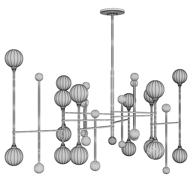 Elegant Linear Glass Chandelier 3D model image 2