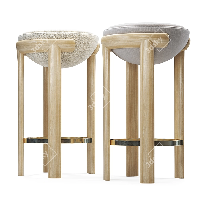 Maxime Oak Bar Stool 3D model image 2