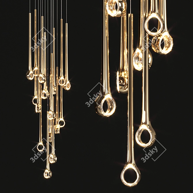 Elegant Eyelet Chandelier: Illuminate in Style 3D model image 2