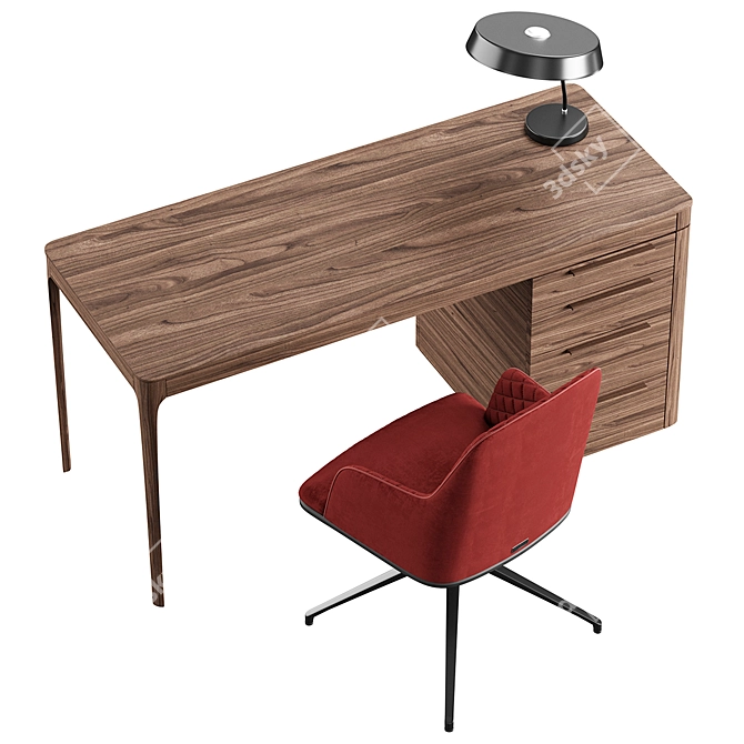 Modern Office Chair and Table Set 3D model image 5