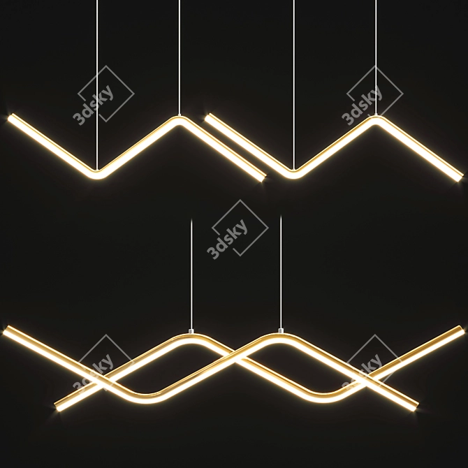 Zigzag Metal Hanging Lamp 3D model image 1