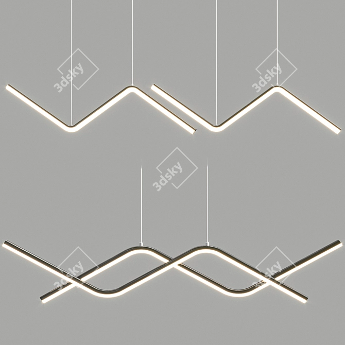 Zigzag Metal Hanging Lamp 3D model image 2