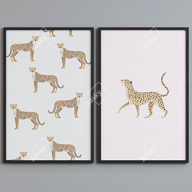 Safari Print Photo Frame Set 3D model image 4