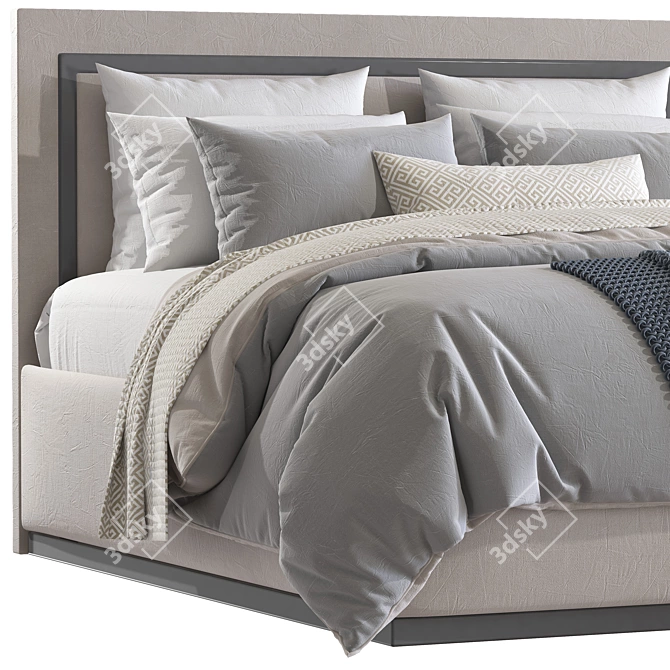 Modern Double Bed with V-Ray Render 3D model image 4