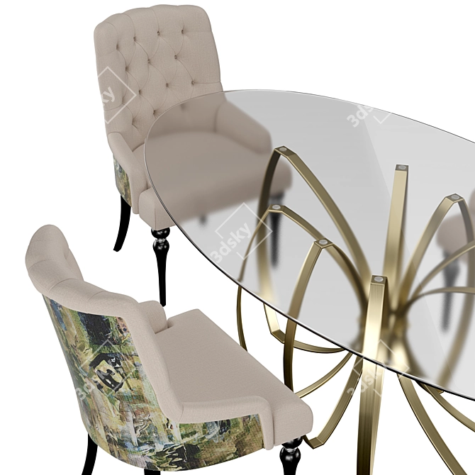 Sleek Honey Elle: Modern Dining 3D model image 3