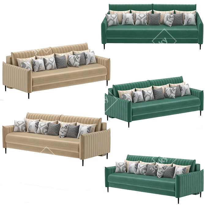 Emerald Velvet Swout Sofa 3D model image 3