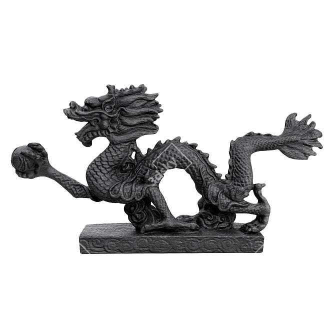 Elegant Asian Dragon Sculpture 3D model image 3