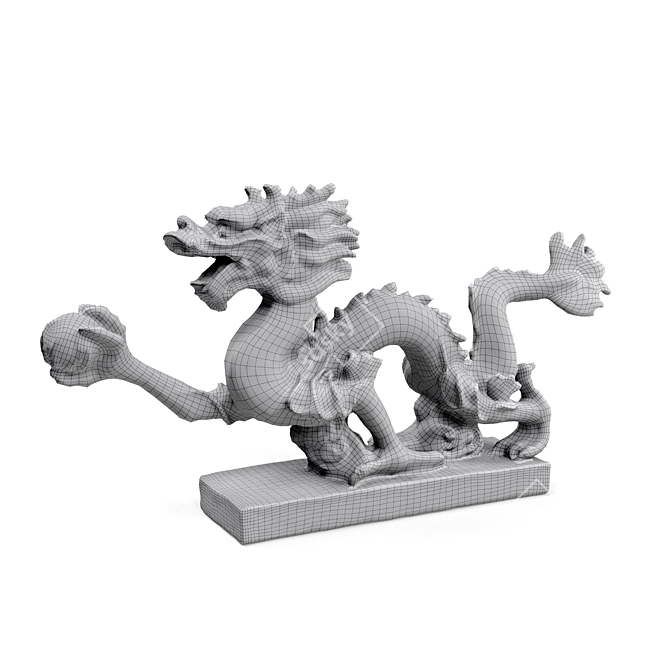 Elegant Asian Dragon Sculpture 3D model image 5