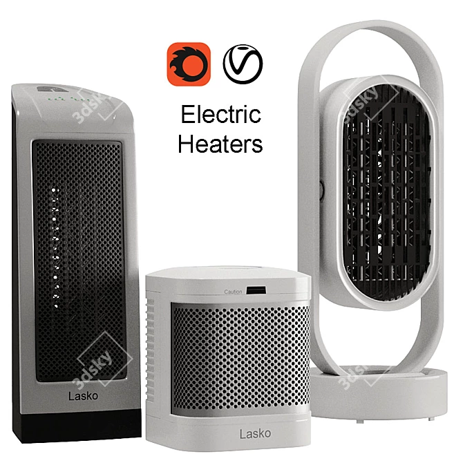 Cozy Trio: 3 Electric Heaters 3D model image 1