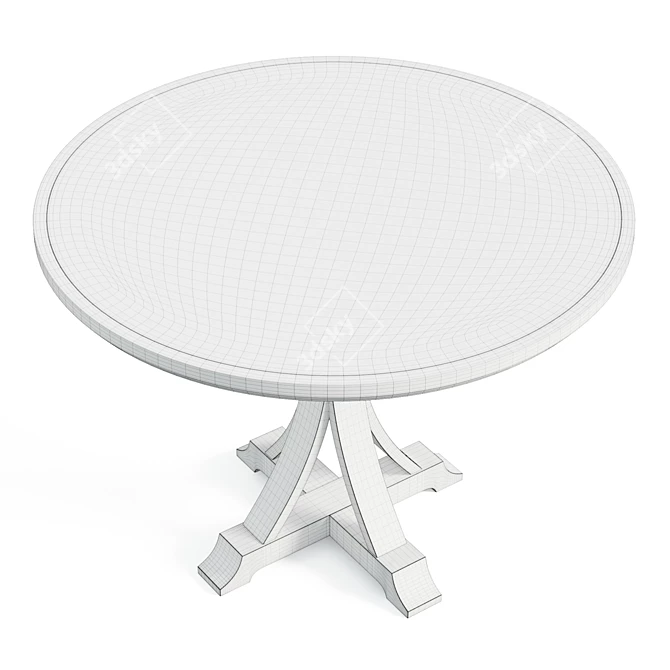 Beech Pedestal Round Dining Table 3D model image 6