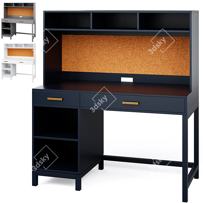Parke Kids Desk & Hutch 3D model image 1
