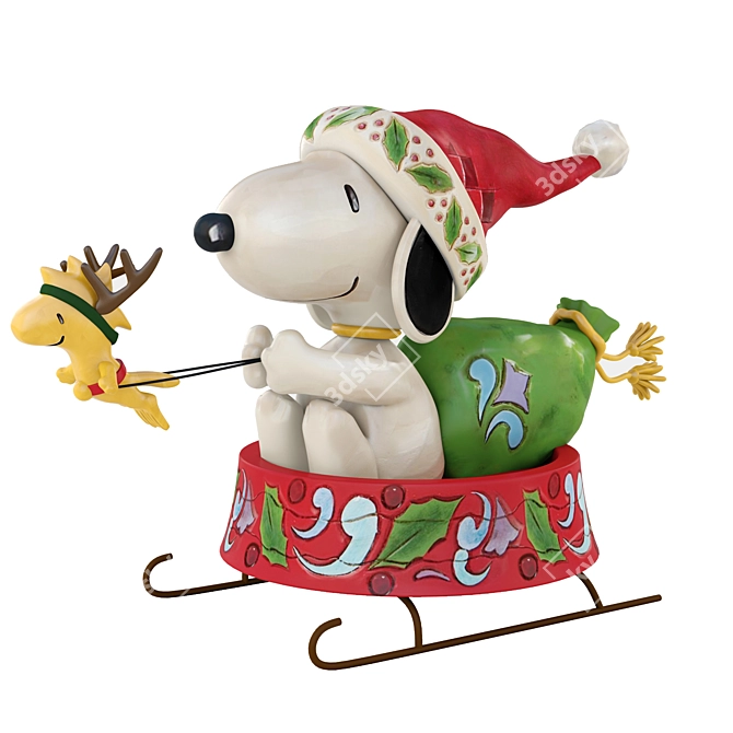 Santa Snoopy Christmas Statue 3D model image 1