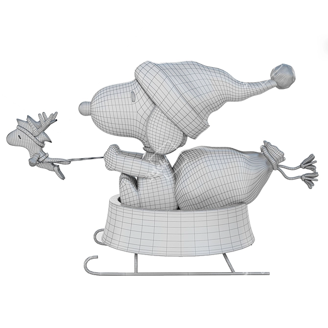Santa Snoopy Christmas Statue 3D model image 3