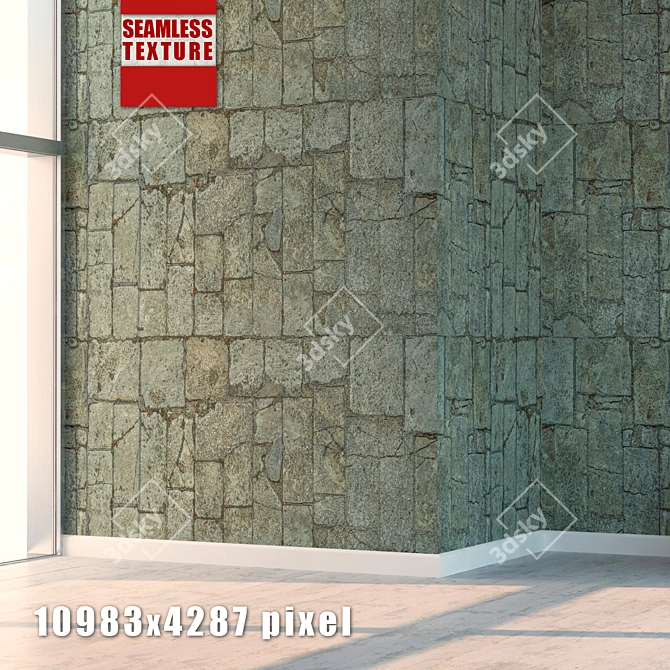 Seamless Stone Wall Texture Kit 3D model image 1