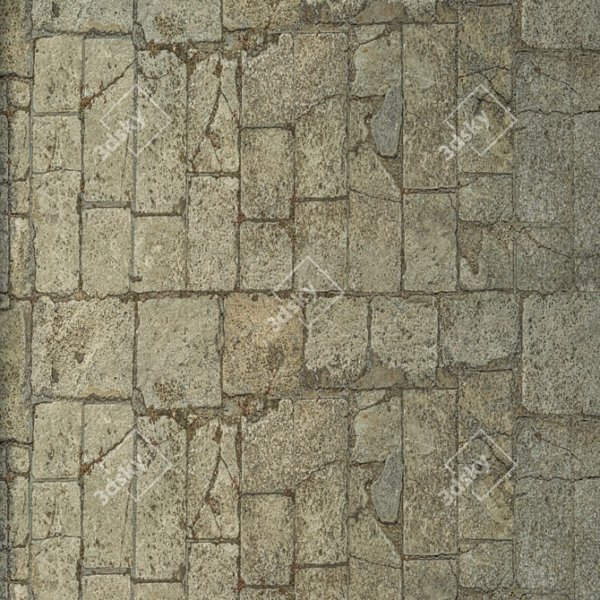 Seamless Stone Wall Texture Kit 3D model image 3