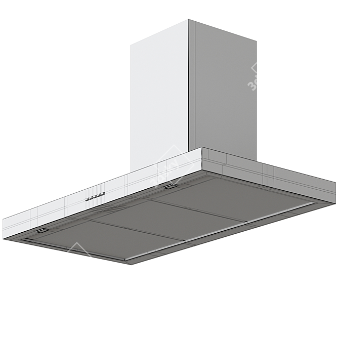 Sleek Jet Black Extract Cooker Hood 3D model image 2