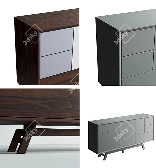 Elegant Walnut Sideboard: Stonebutterfly 3D model image 3